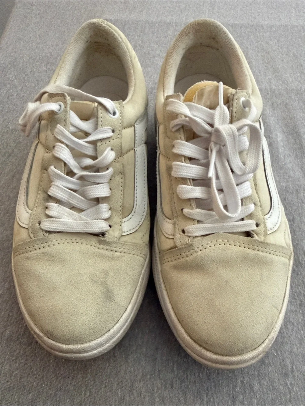 Men's Casual Suede Lace-Up Sneakers - Cream/White